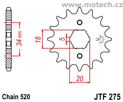 Kolečko JTF275-15 pro: HONDA CB 200 - Kliknutím na obrázek zavřete